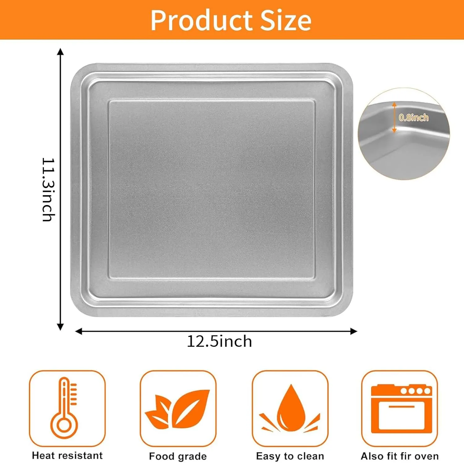 GXF Air Fryer Accessories for Emeril Lagasse 26 QT Extra Large Air Fryer, 12.2''×11.2'' Stainless Steel Air Fryer Tray Grill Pan Grill Plate Crisper Plate Replacement Parts Rack