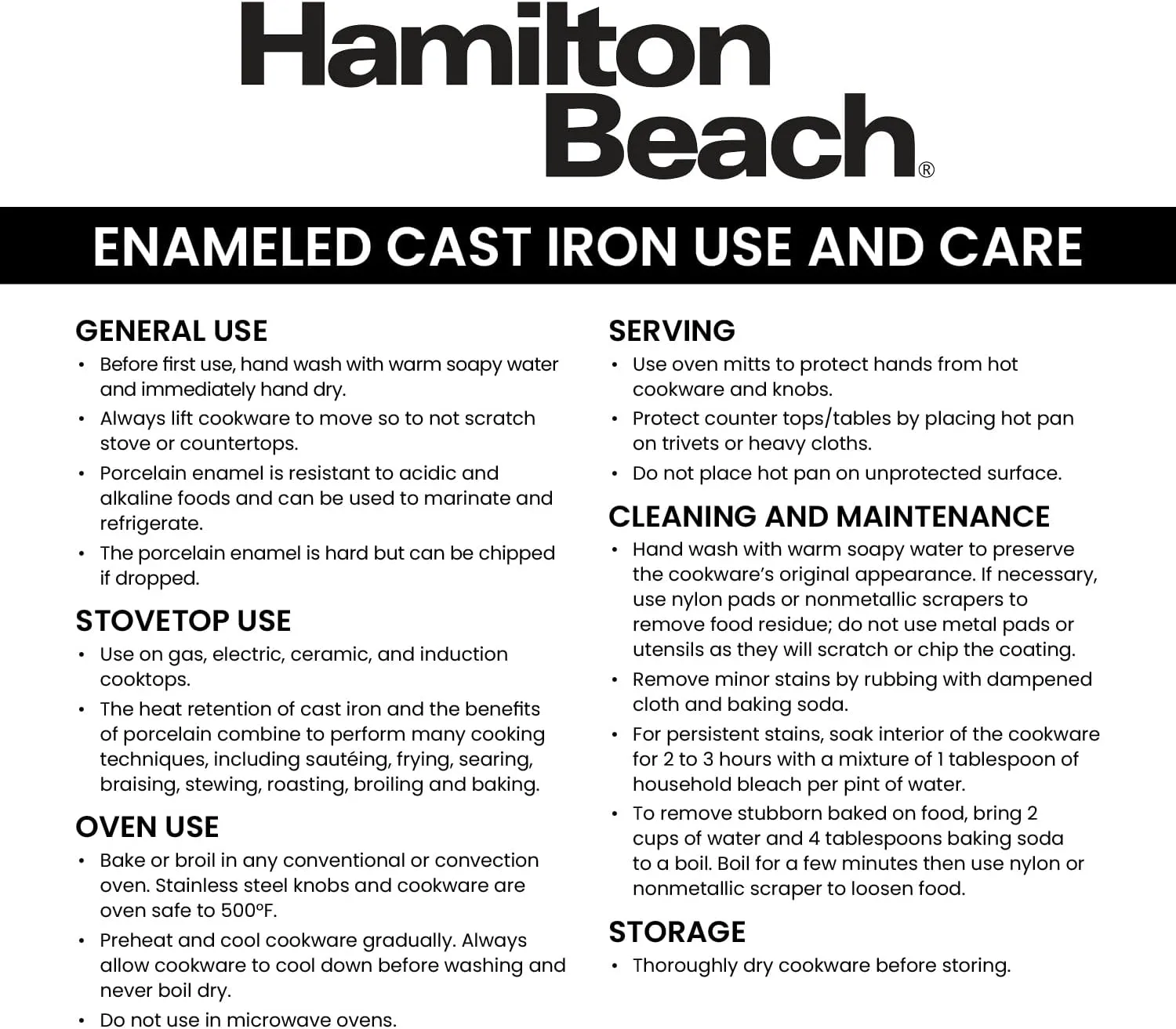 Hamilton Beach Enameled Cast Iron Fry Pan 10-Inch Gray, Cream Enamel coating, Skillet Pan For Stove top and Oven, Even Heat Distribution, Safe Up to 400 Degrees, Durable