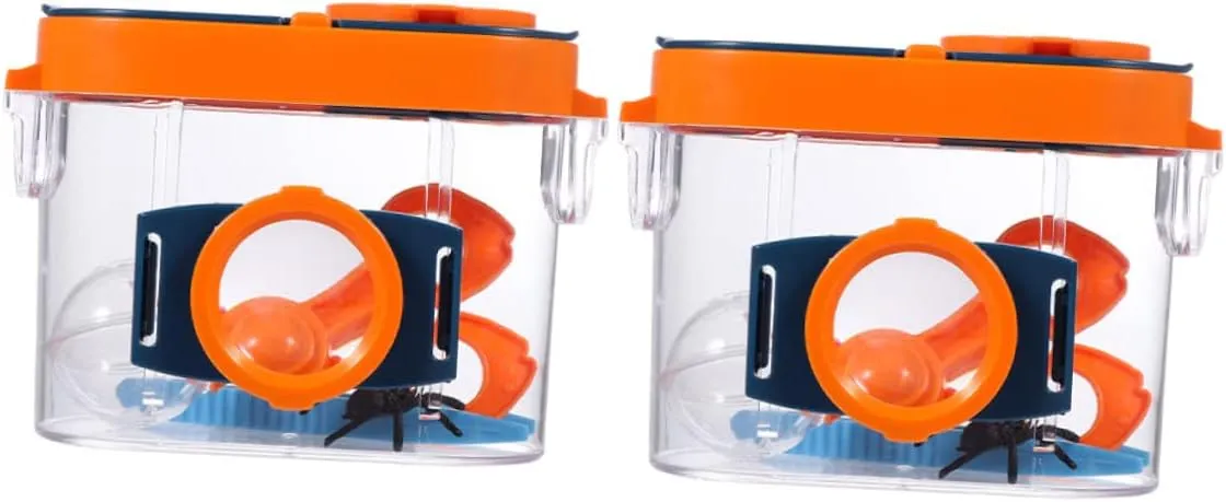 HANABASS 2Pcs Insect Observation Boxes with Magnifying Viewer Breathable Mesh Lid for Biology Teaching Educational for Exploring Nature and Science