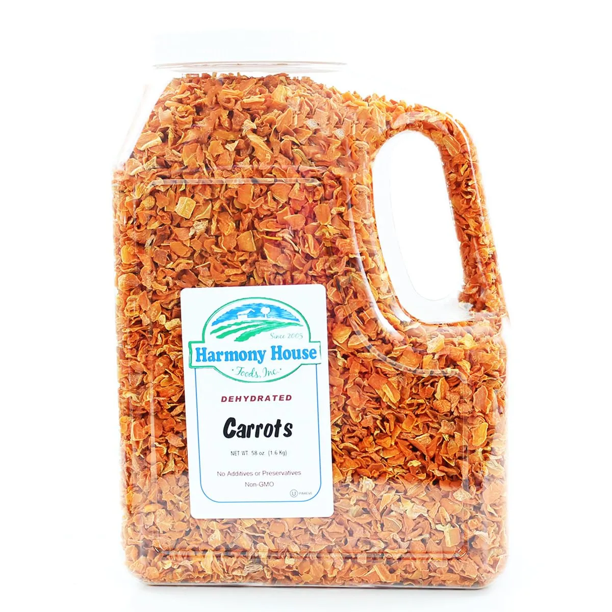 Harmony House Foods Dehydrated Diced Carrots - Air Dried Vegetables for Soup and Cooked Dishes, Great for Camping, Survival, and Backpacking, 58 Ounce Jug