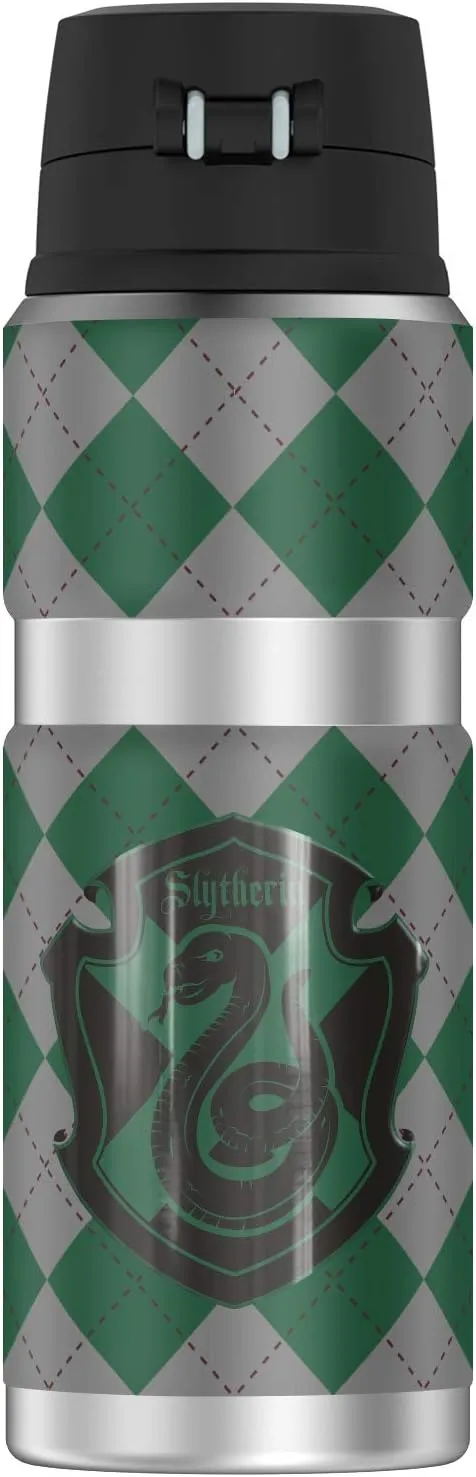 Harry Potter Slytherin Plaid Sigil, THERMOS STAINLESS KING Stainless Steel Drink Bottle, Vacuum insulated & Double Wall, 24oz