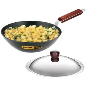 Hawkins Futura Deep Fry Pan Flat Bottom Wok with Lid 2.5L 26cm Diameter (ADL25S)