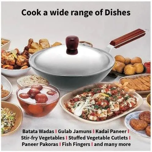 Hawkins Futura Deep Fry Pan Flat Bottom Wok with Lid 2.5L 26cm Diameter (ADL25S)