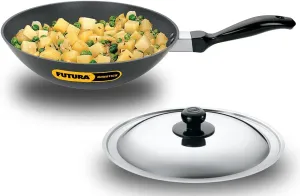 Hawkins Futura Nonstick Deep-Fry Pan (Stir-Fry Pan) 2 L, 26 cm, 3.25 mm with SS Lid (Black)
