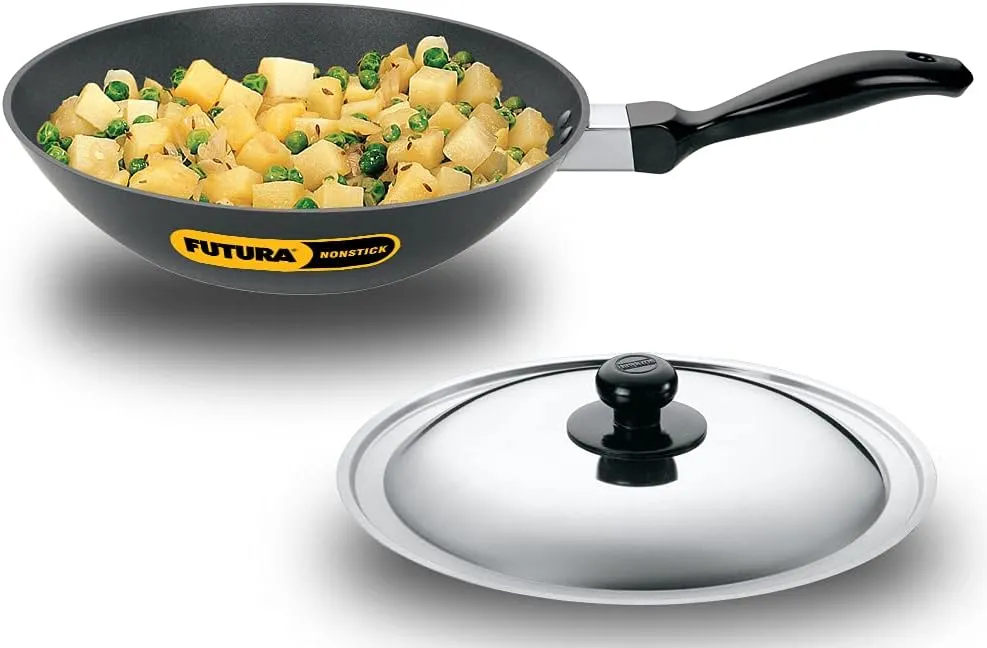 Hawkins Futura Nonstick Deep-Fry Pan (Stir-Fry Pan) 2 L, 26 cm, 3.25 mm with SS Lid (Black)