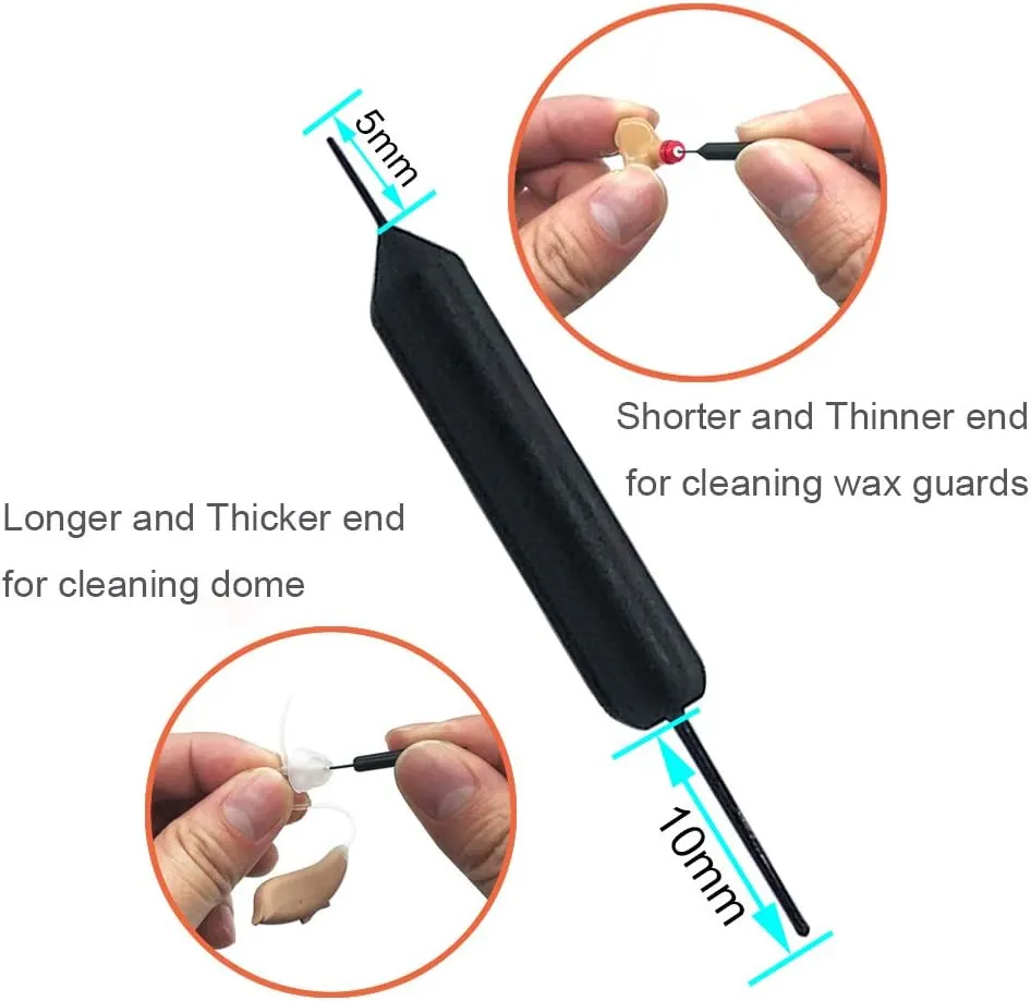 Hearing aid Wax Guards (2mm) Replacement Wax Filters for Oticon ProWax Wax Traps, Hearing Amplifier Cleaning Brush kit Tools with Carry case (2pack, Light Gray)