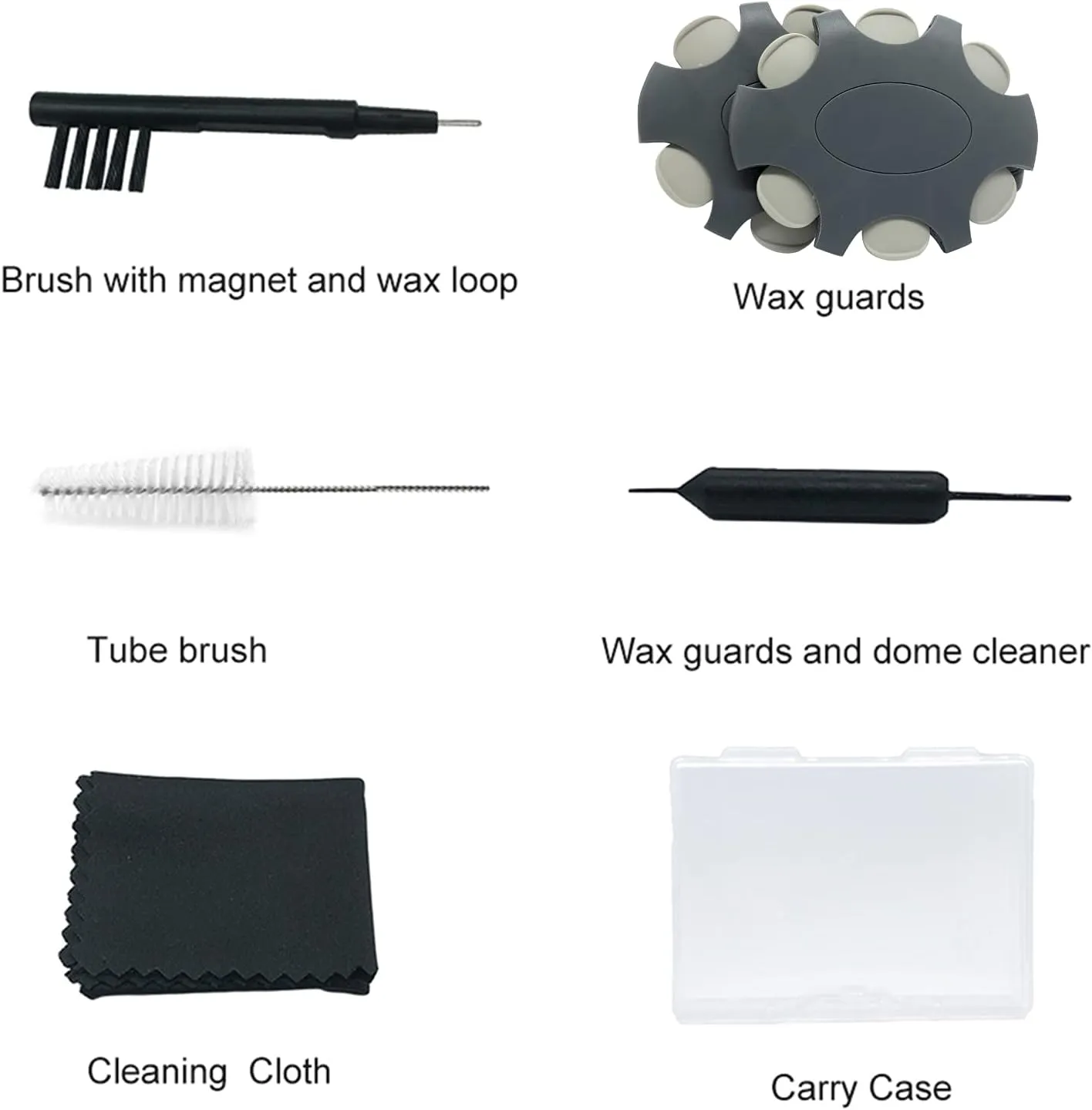 Hearing aid Wax Guards (2mm) Replacement Wax Filters for Oticon ProWax Wax Traps, Hearing Amplifier Cleaning Brush kit Tools with Carry case (2pack, Light Gray)