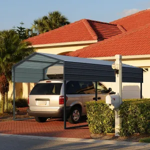 Heavy Duty 10x15 FT Galvanized Steel Carport - Weather-Resistant Metal Shelter for Cars, Boats, Outdoor Equipment & Gatherings | Easy Assembly Multi-Use Pavilion