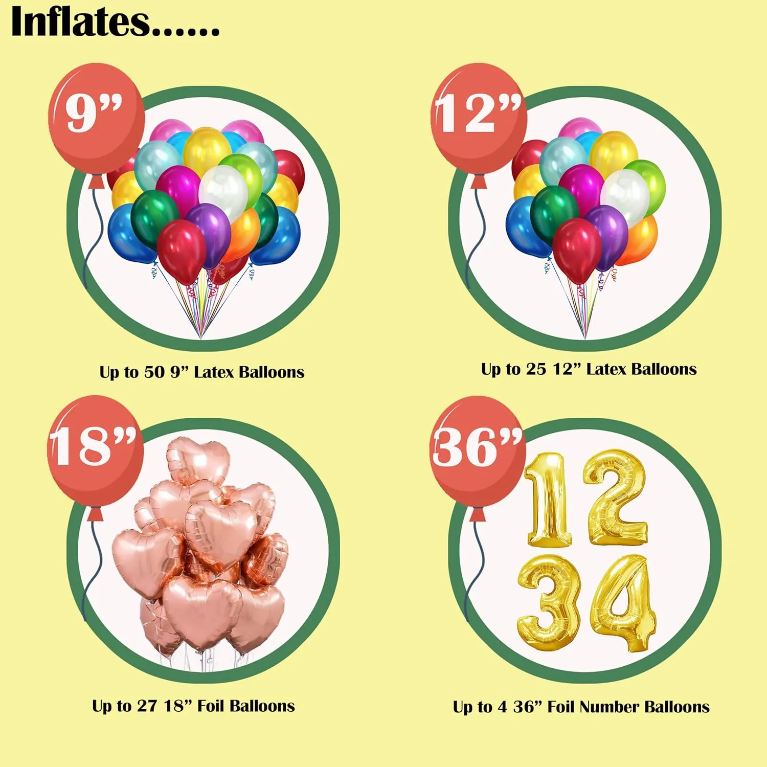 Helium Tank for Balloons At Home, 14.9 Cu Ft Helium Balloon Pump Kit with 50 Assorted Latex Balloons, White Curling Ribbon and Wholesalehome Balloon Tie Tool