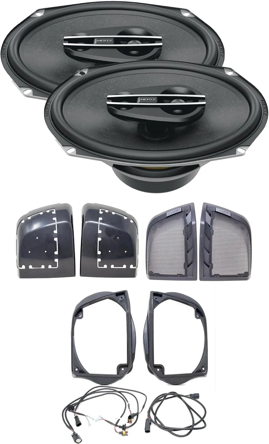 Hertz CX 690 6X9 300 W Coaxial Speakers with HD14H Motorcycle Lid Kit with Wires