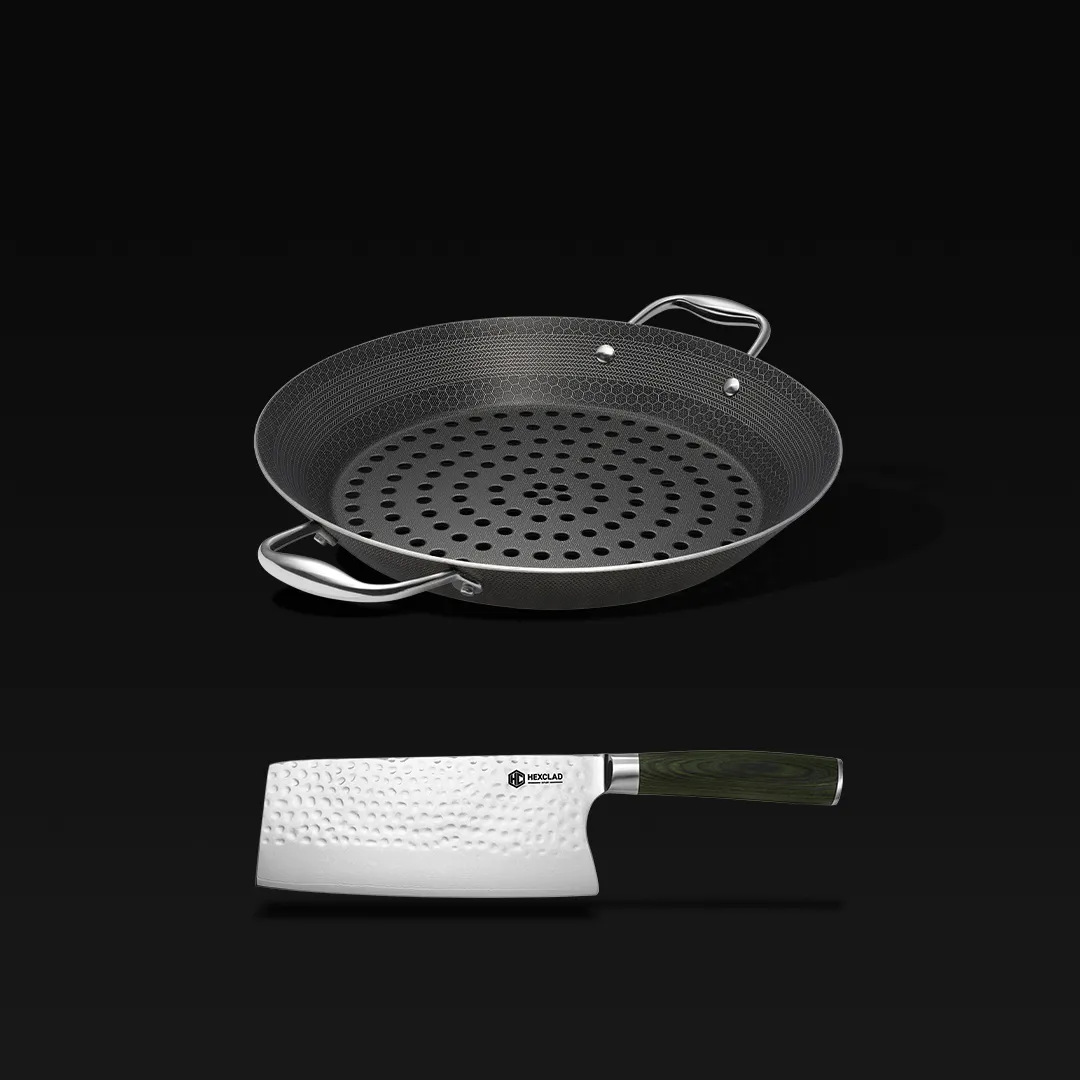 HexClad BBQ Grill Pan   Meat Cleaver Bundle
