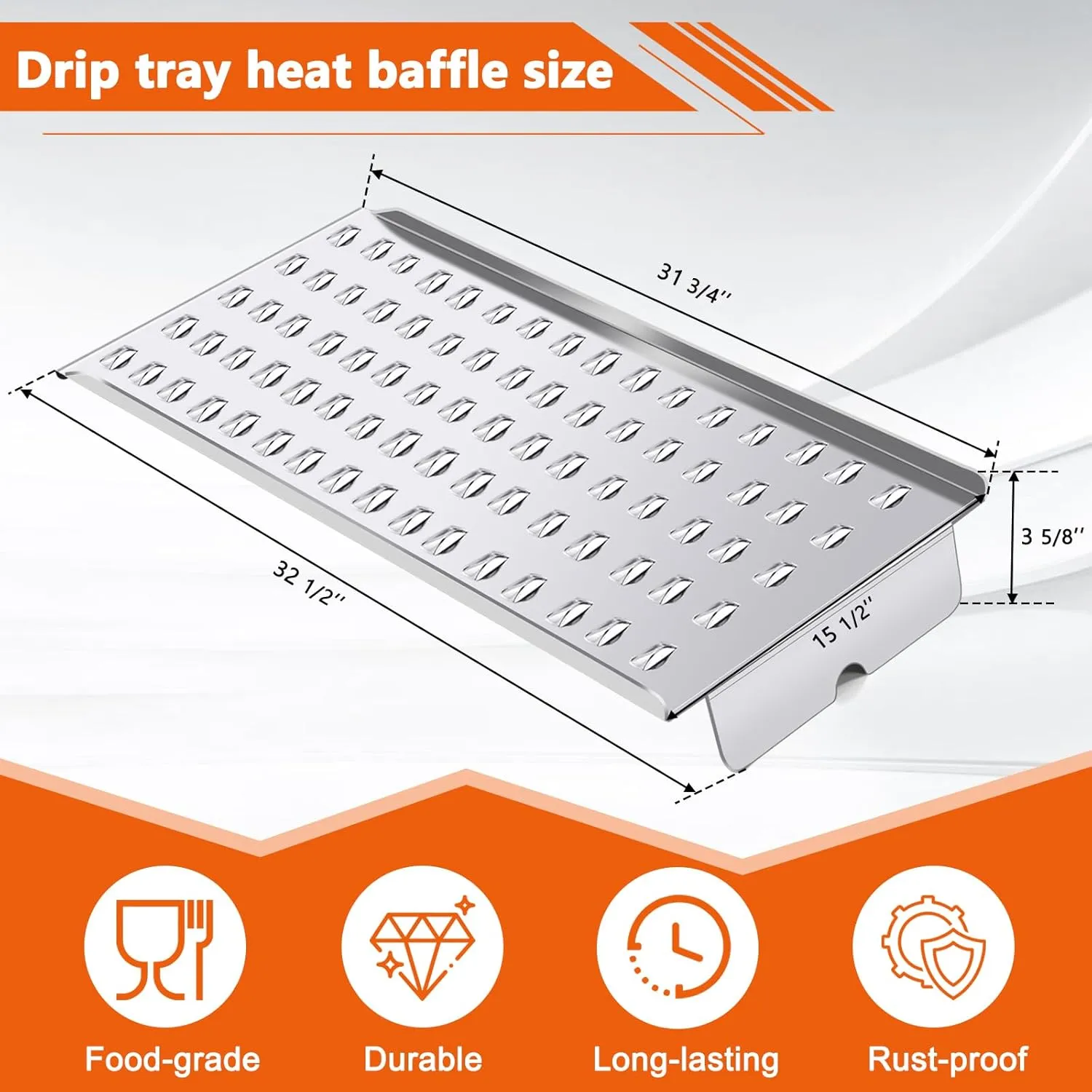 Hiorucet BAC006 Drip Tray Heat Baffle Replacement for Camp Chef 36 Series Grills, Traeger Pro 780, PG36SGX-1, SGX 36, SmokePro LUX 36, Woodwind WiFi 36, for Traeger 34 Series Grills Pro 34, Elite 34