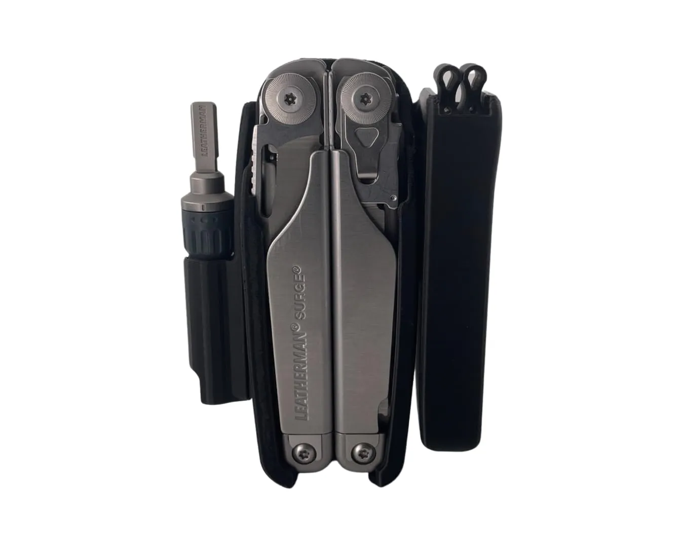 HoldMyGear Sheath compatible with Leatherman Surge multitool with Bit Kit Extender Ratchet Driver attachment (tools not included) (2.25" Belt Clip)