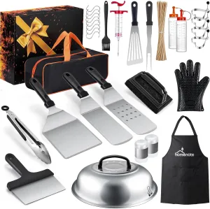 HOMENOTE Griddle Accessories Kit, 131 Pcs Flat Top Accessories for Blackstone, Heavy Duty Griddle Tool Kit with Burger Spatul