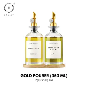 Homlly Olive Oil Coffee Syrup Dispenser Glass Bottle with Automatic Pourer (350ml) x2 pcs