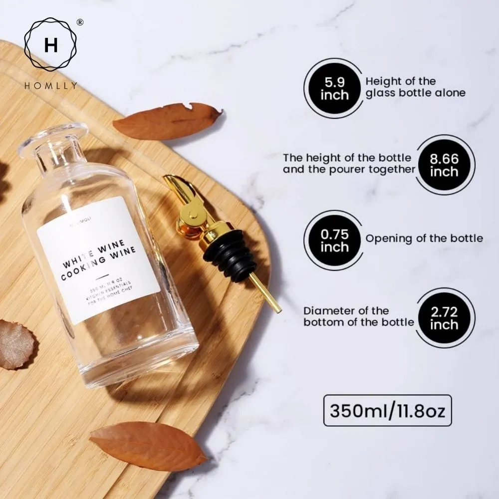 Homlly Olive Oil Coffee Syrup Dispenser Glass Bottle with Automatic Pourer (350ml) x2 pcs