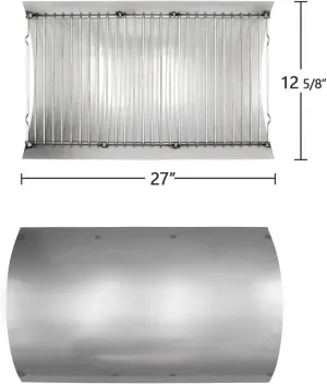 Hongso 27 Inches Ash Pan Fits Chargriller 1224, 1324, 2121, 2222, 2727, 2828, 2929 Charcoal Grills, Charbroil 17302056 Grill Repair Replacement Part with Fire Grate Hanger