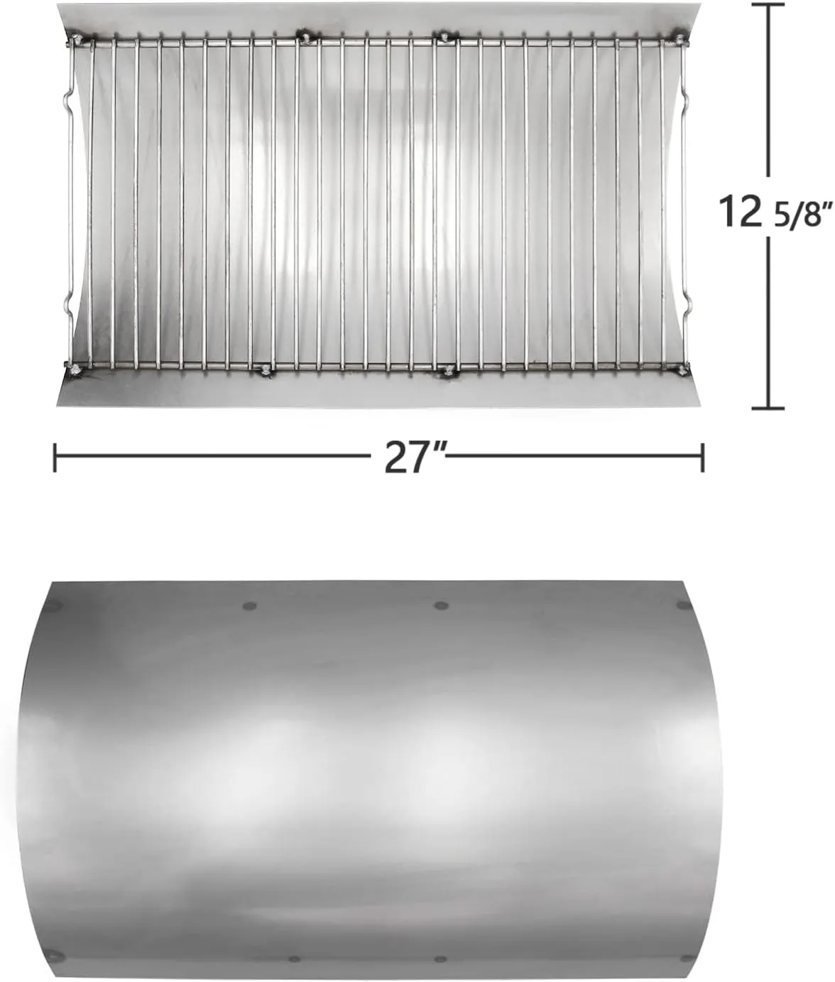Hongso 27 Inches Ash Pan Fits Chargriller 1224, 1324, 2121, 2222, 2727, 2828, 2929 Charcoal Grills, Charbroil 17302056 Grill Repair Replacement Part with Fire Grate Hanger