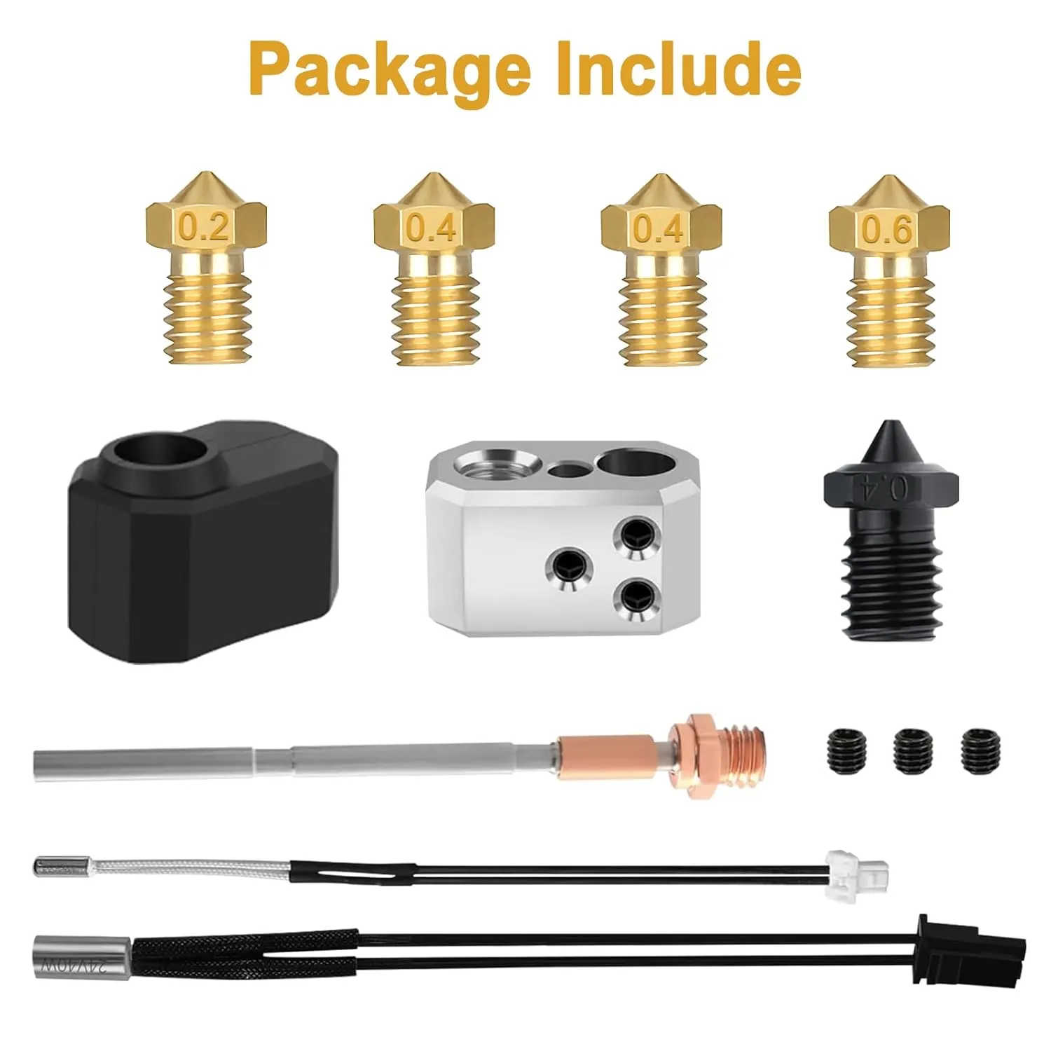 Hotend for Prusa I3 MK4/XL, 24V 40W Print Head Kit with Thermistor, Heater Cartridge, Heating Block, 0.4mm Nozzle and Silicone Cover
