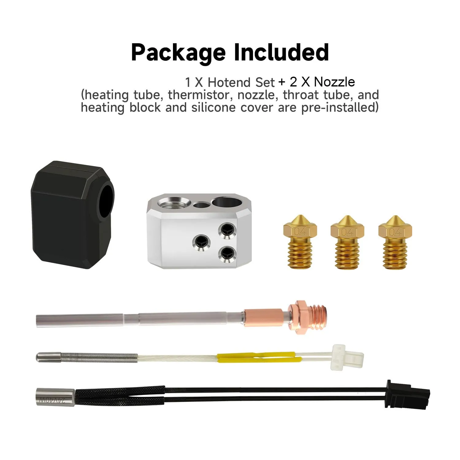 Hotend for Prusa I3 MK4/XL Print Head Heater Block 0.4MM 24V 40W Heating Cartridge Thermistor Silicone Cover Extruder Kit Printhead with Extra 2 Pack Brass Nozzles