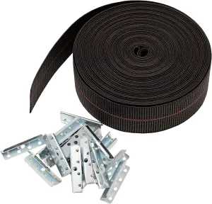 House2Home Replacement Elastic Webbing Kit to Repair Sagging Couch, Chair, Patio Furniture, Includes Installation Instructions, 2 Inch Wide x 40 Ft. Strap Metal Webbing Clips