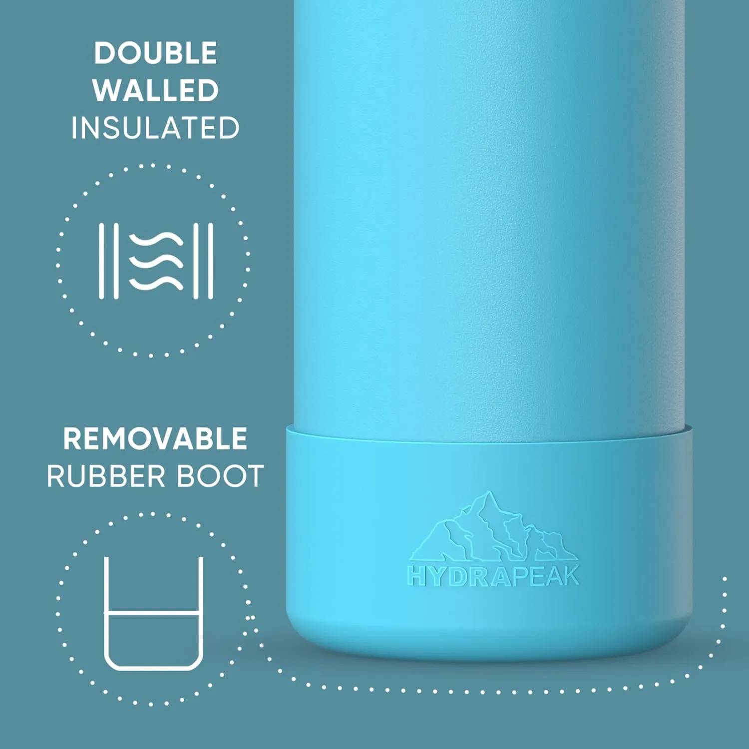 Hydrapeak 32oz Sport Insulated Water Bottle with Straw or Chug Lid, Leak & Spill Proof, Keeps Drinks Cold for 24 Hours, Hot for 12 Hours, Premium Stainless Steel Water Bottles (32oz, Belize)