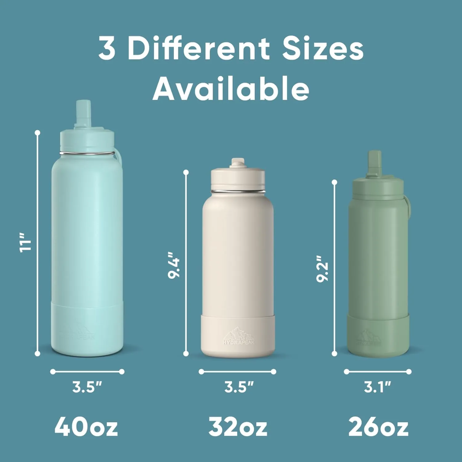 Hydrapeak 32oz Sport Insulated Water Bottle with Straw or Chug Lid, Leak & Spill Proof, Keeps Drinks Cold for 24 Hours, Hot for 12 Hours, Premium Stainless Steel Water Bottles (32oz, Belize)