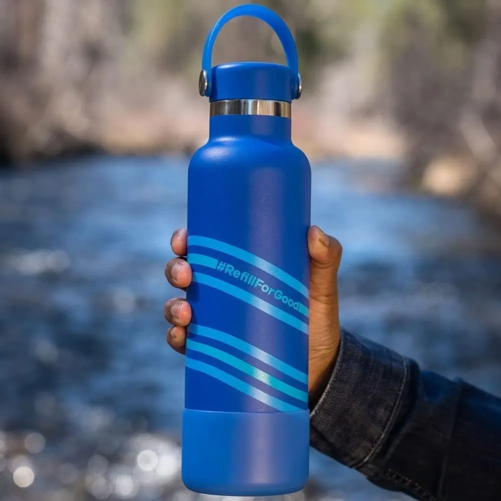 Hydro Flask Water Bottle 621 ml (21 oz), Refill For Good Edition, Stainless Steel & Vacuum Insulated, Standard Mouth with Leak Proof Flex Cap, Geyser