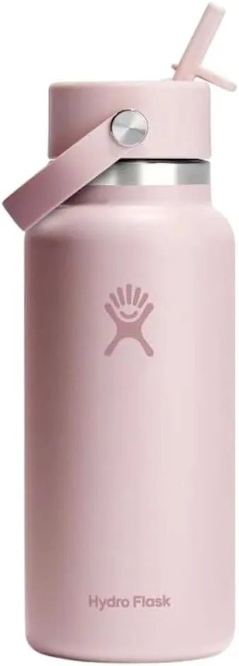 Hydro Flask Water Bottle - Insulated Stainless Steel - Wide Straw Lid, Non Spill, Leakproof in 32 Oz Trillium Pink