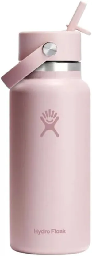 Hydro Flask Water Bottle - Insulated Stainless Steel - Wide Straw Lid, Non Spill, Leakproof in 32 Oz Trillium Pink