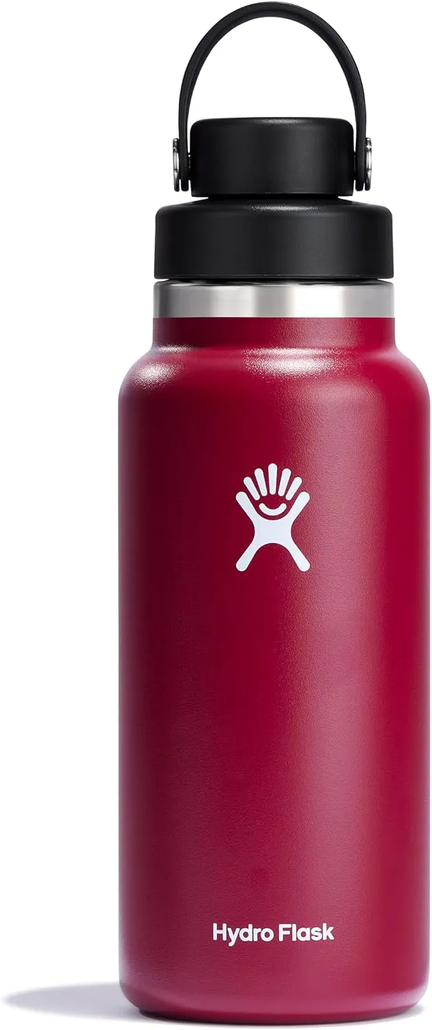 HYDRO FLASK Wide Mouth Chug Cap vacuum insulated stainless steel water bottle with leakproof closeable lid for cold water drinks, sports, travel, car and school