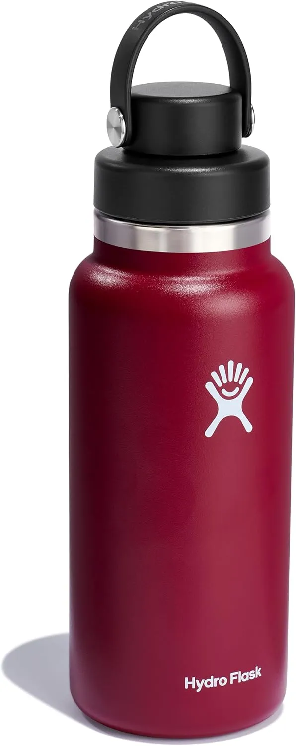 HYDRO FLASK Wide Mouth Chug Cap vacuum insulated stainless steel water bottle with leakproof closeable lid for cold water drinks, sports, travel, car and school