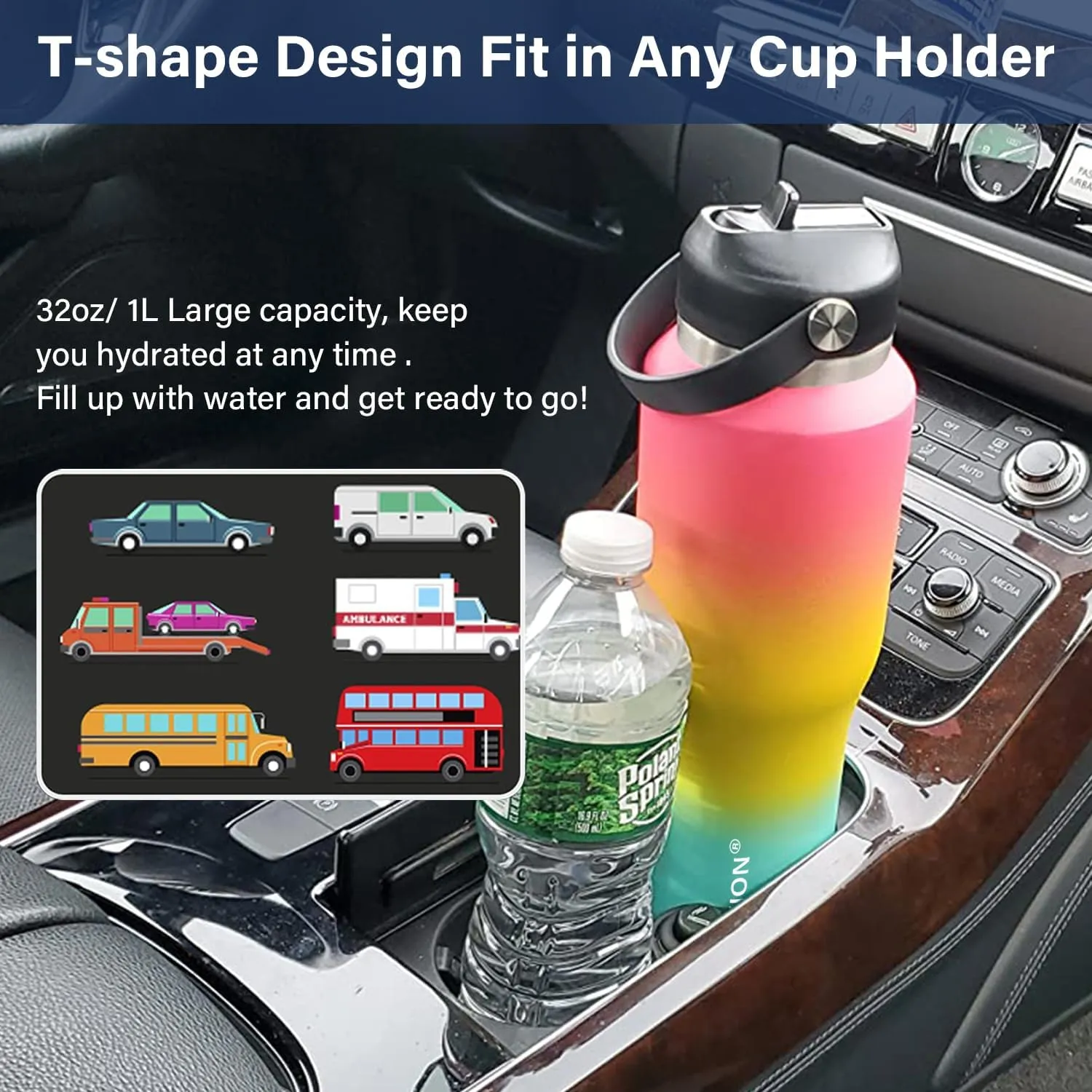 HYDROWION Stainless Steel Water Bottle, 32oz Wide Mouth Double Wall Vacuum Insulated Water Bottle with Straw Lid, Spout Lid and Flex Cap, Leakproof,Fit in Any Car Cup Holder, Mint&Pink&Purple