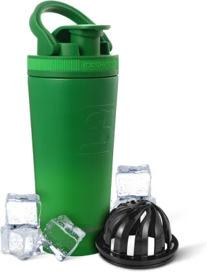 Ice Shaker Insulated Stainless Steel Shaker Bottle | 26oz, Green Color Rush | Cold for 24  Hours | Insulated Cup with Twist-on Agitator | Odor-Free Bottle for Shakes, Water, Smoothies, Cocktails