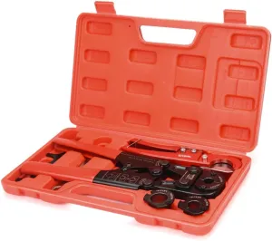 iCrimp PEX Crimping Tool Kit for 3/8 inch, 1/2 inch, 3/4 inch, 1 inch Pex Copper Crimp Rings, c/w PEX Cutter,Go-no-go Gauge, Meets ASTM F1807 Standard