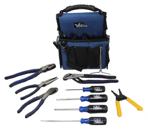 IDEAL INDUSTRIES INC. 30-729 Professional Electricians Kit - (4) Pliers, (1) T-Stripper, (4) Screwdriver, (1) Tote Tool Bag, (1) Removable Shoulder Strap & Belt, 11-Piece Kit