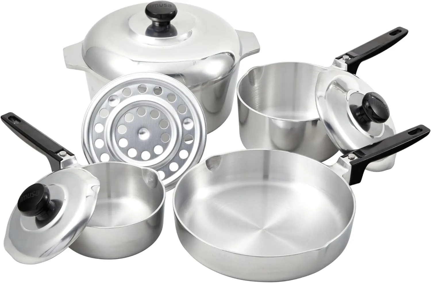 IMUSA USA Heavy Duty 8-Piece Cast Aluminum Cajun Cookware Set, Silver