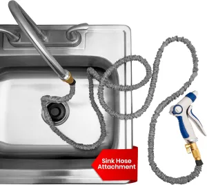 Indoor Sink Hose Attachment For Kitchen Sink or Bathroom Sink Faucet - Extra Long Utility Sink Hose (75 FT) For Watering Houseplants, Dog Washing, Household Cleaning