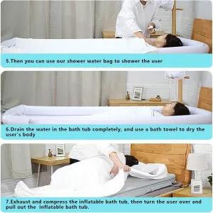 Inflatable Medical Bathtub Shower Kit, Bed Bathing Aid for Disabled, Elderly, Bedridden or Injured Patients with Electric Air Pump and Water Bag
