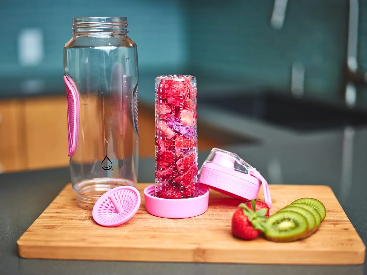 Infusion Pro 32 oz Fruit Infuser Water Bottle with Insulated Sleeve & 50 Recipe Fruit Infusion Water eBook : Bottom Loading, Large Water Infuser for More Flavor : Unique Gift Idea for Women