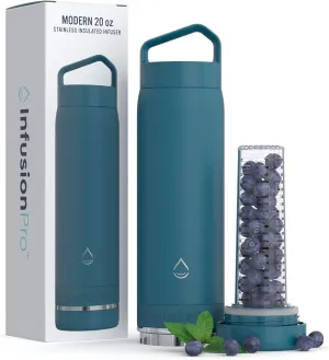 Infusion Pro Fruit Infuser Water Bottle - Vacuum Insulated (20 oz) Stainless Steel : Fruit Infusion Recipe eBook : Bottom Loading for More Flavor : Easy Cleaning : Great Gift
