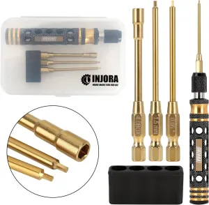 INJORA RC tool Kit 3 in 1 Screwdriver 0.05inch 1.5mm Hex Nut Drivers 4mm for SCX24 Gladiator Bronco C10 JLU Deadbolt Other RC Model Car
