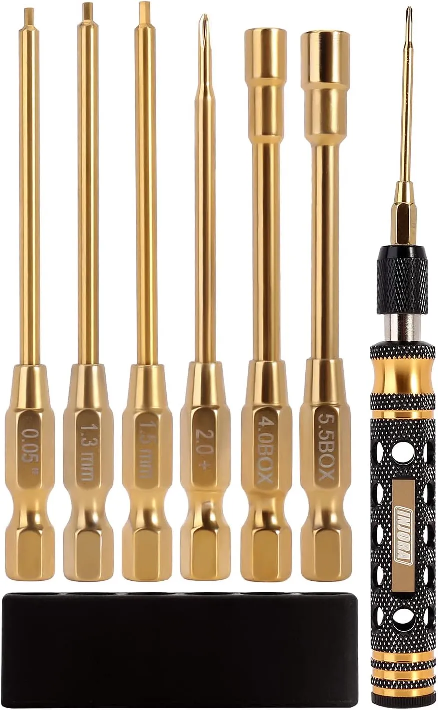 INJORA RC Tool Kit 6 in 1 Screwdriver Quick Change Allen Key Hexagon Screwdrivers for SCX24 Gladiator Bronco C10 JLU Deadbolt FMS FCX24 Micro Crawler Car