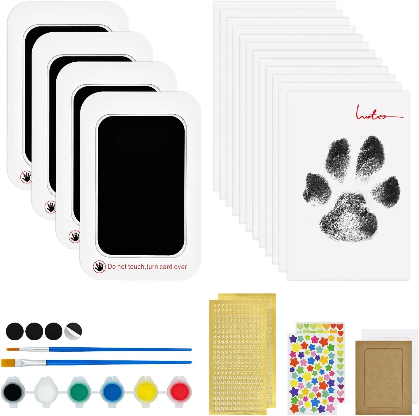 Inkless Dog Paw Print Kit - Clean Touch Paw Print Kit for Dogs Cats, Mess-Free Baby Footprint Kit Inkless Hand and Footprint Kit, Dog Memorials & Funerary DIY Gift for Dog Lover for Puppy & Newborn