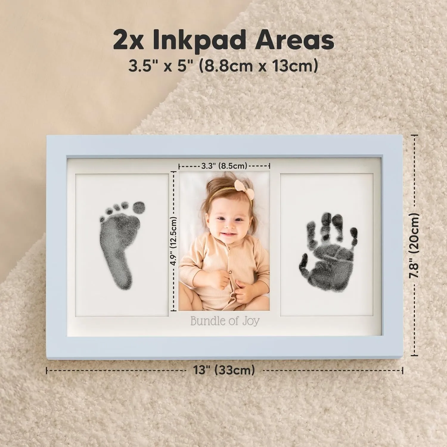 Inkless Hand and Footprint Kit, Boy, Girl, Newborn Keepsake - No Mess Ink Pad for Baby Handprint, Clean Touch Dog Paw Print Kit, Personalized Baby Shower Gifts, First Mother's Day (Mist Blue)
