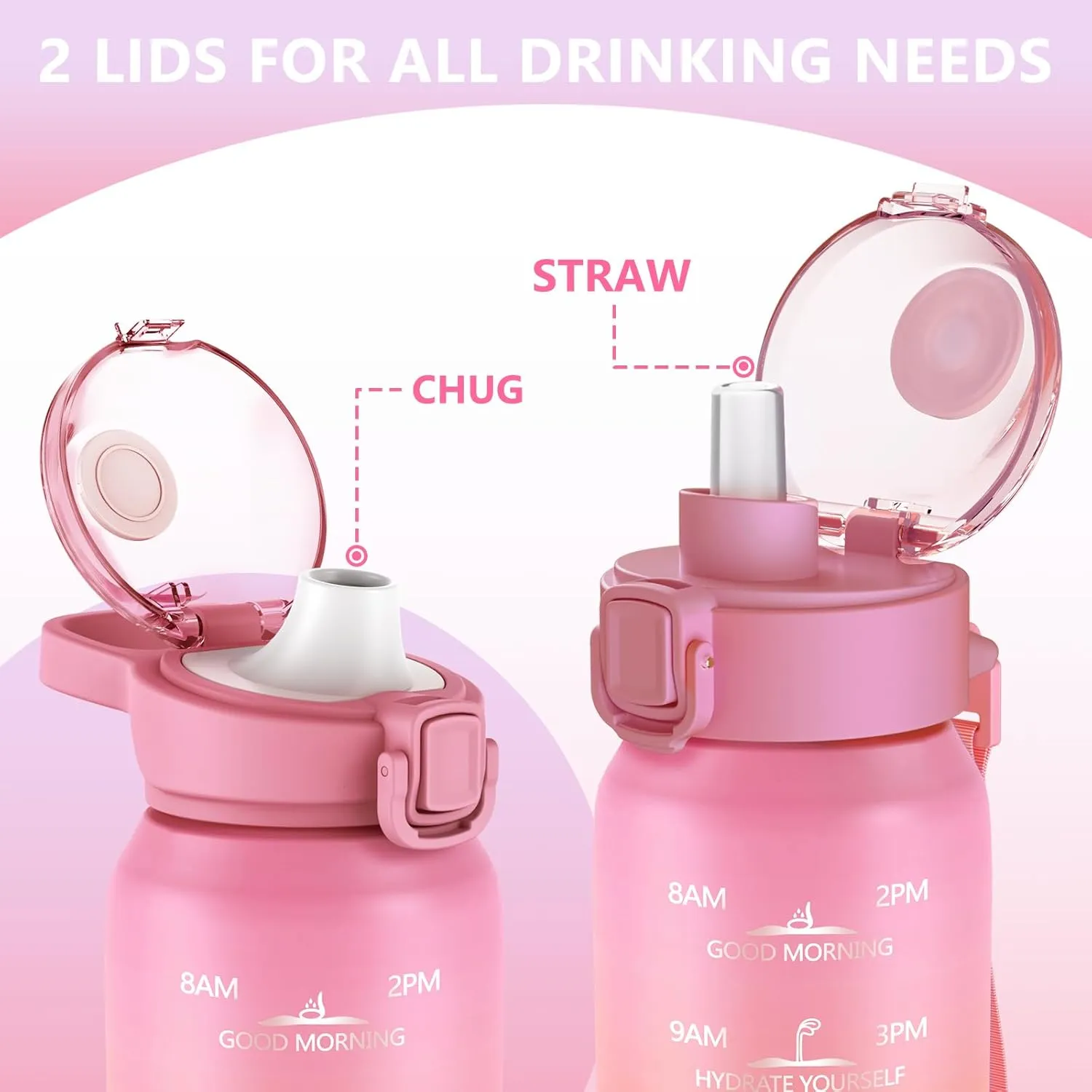 Insulated Water Bottle 32oz with 2Lids,18/10 Stainless Steel 1000ml Insulated Water Bottle Double Walled with Handle, Metal Canteen Keep Cold 48H Hot 24H for Men, Women & Kids