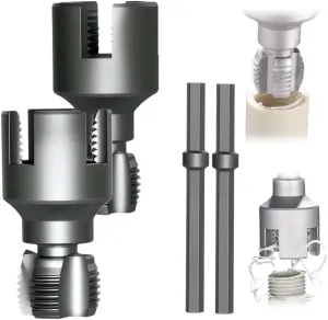 Internal and External Pipe Thread Cutting Tool, 2025 New Electric Drill Compatible PVC Pipe Threader Kit, Plastic Pipe Threader Kit Pipe Sizes Rethreading Tool 1/2" 3/4" (1/2" 3/4")