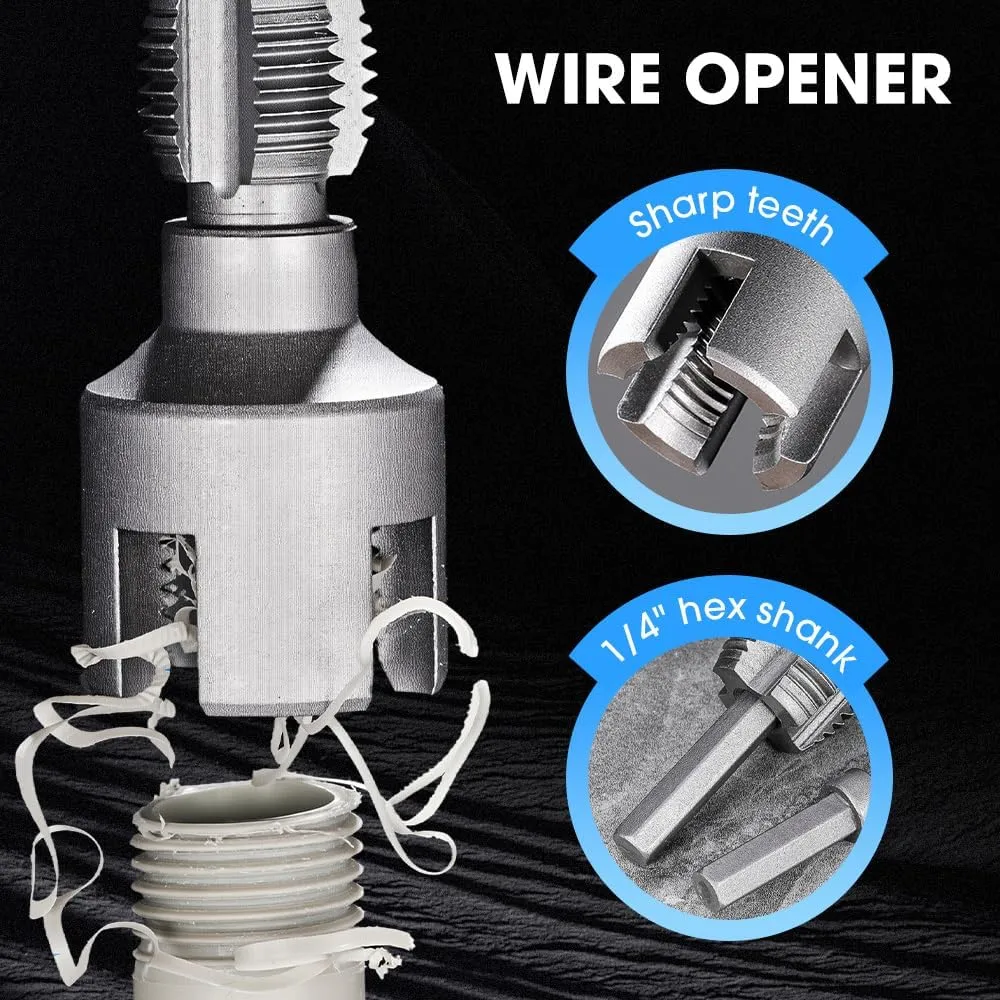 Internal and External Pipe Thread Cutting Tool, 2025 New Electric Drill Compatible PVC Pipe Threader Kit, Plastic Pipe Threader Kit Pipe Sizes Rethreading Tool 1/2" 3/4" (1/2" 3/4")