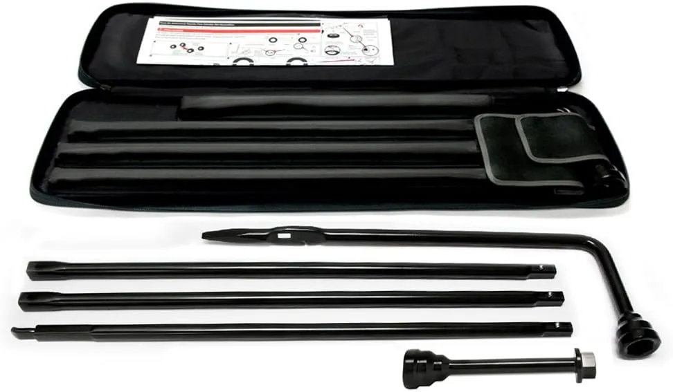 IPCW TJ101 Black Spare Tire Changing Tool Kit with Bag for GM - 6 Piece