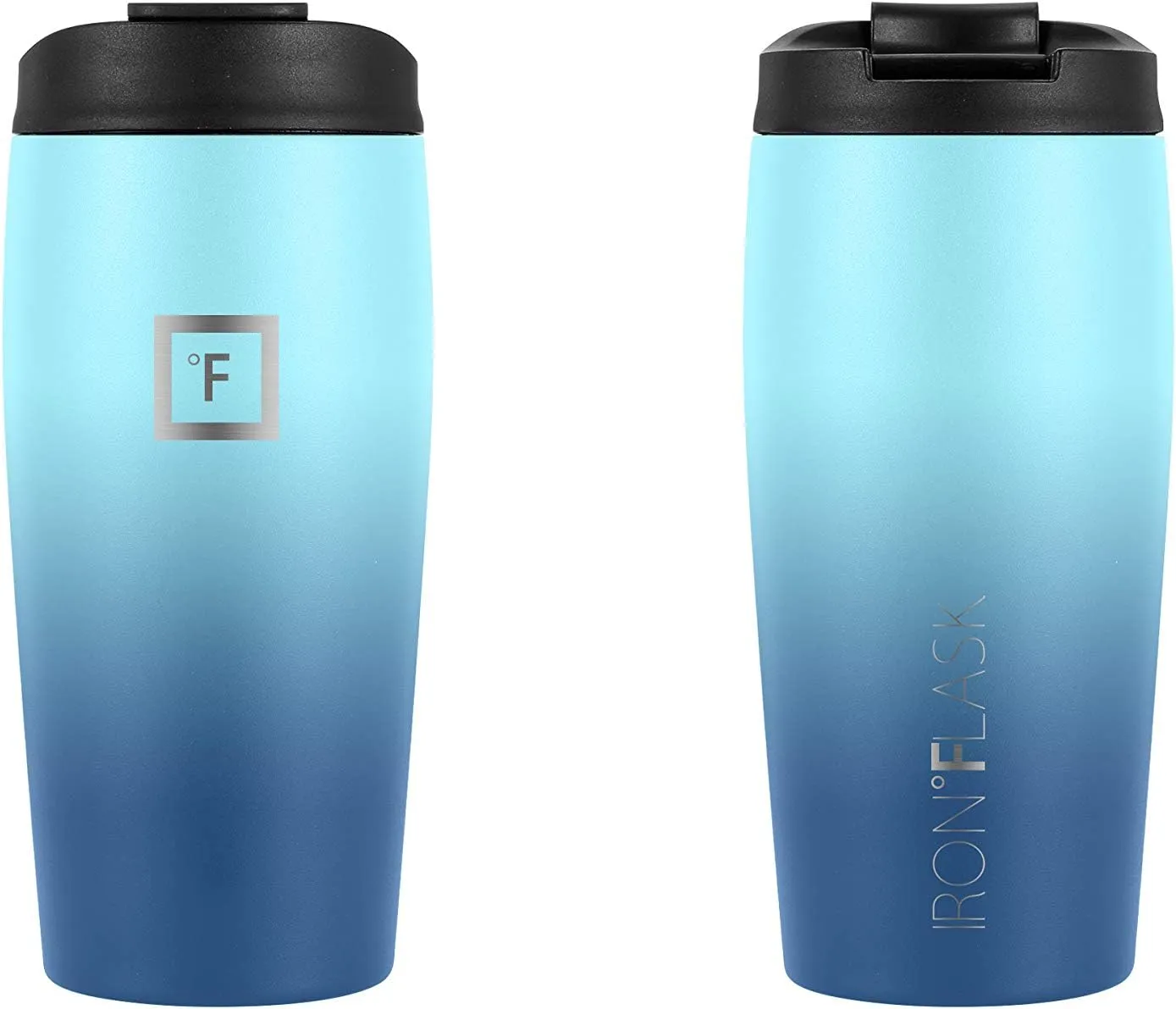 IRON °FLASK Nomad Tumbler - 2 Lids Straw/Flip, Vacuum Insulated Stainless Steel Bottle, Double Walled, Drinking Cup, Thermo Coffee Travel Mug, Water - Blue Waves, 16 Oz